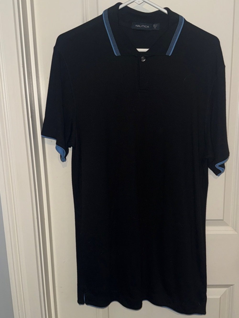 Nautica Black Polo with Light Blue Trim